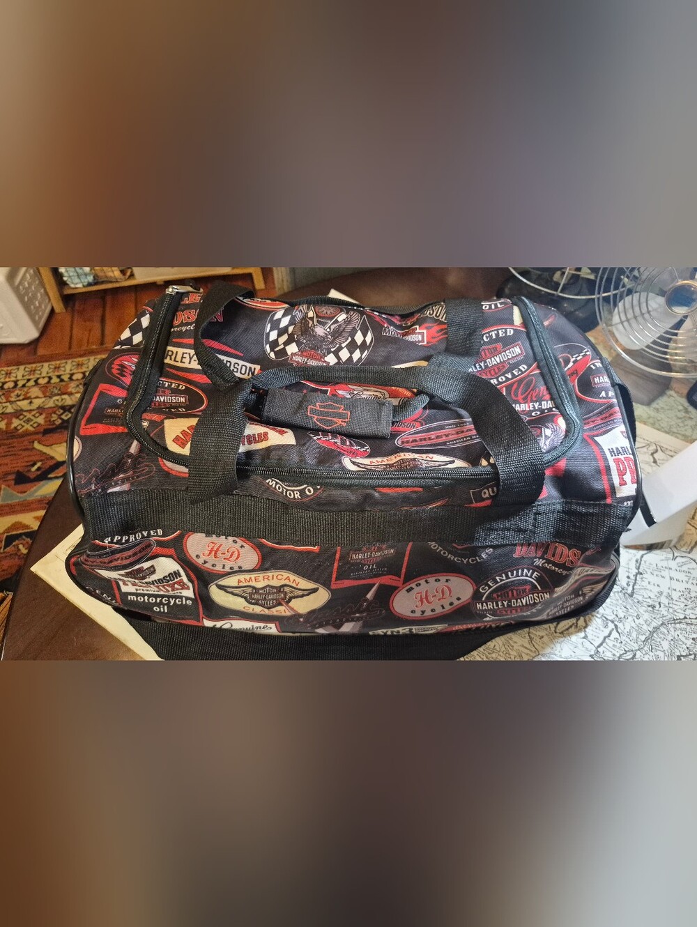 Harley-Davidson Black & Red Logo Duffle Bag - Mens Travel Tote